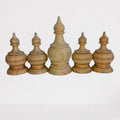 Wooden Teak Pooja Top Kalasam with Multiple Seletion - Kalash (5) Pieces 6incx4inc-1nos,4incx3inc-4nos