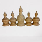 Wooden Teak Pooja Top Kalasam with Multiple Seletion - Kalash (5) Pieces 6incx4inc-1nos,4incx3inc-4nos