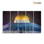 VIBECRAFTS Dome of the Rock Islamic Monument Wall Painting Set of 5 For Home|Office|Living Room|Gift (PTVC5Pcs4_8570)