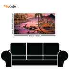 VIBECRAFTS Canvas Paintings for Living Room Drawing Room Beautiful Sunset Scenery Canvas Big Wall Painting Fitted With Wooden Frame for Home | Office | Gift (PTVCH_2332N)