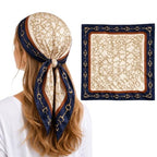 Etietnic Satin Square Head Scarf for Women,KEY BLUE Printed