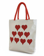 ZIG ZAG BAGS Canvas Tote Bag with Zipper | Hearts Design | Hand-Painted Cotton Tote for Girls, Office & Shopping | Eco-Friendly Cloth Handbag | Stylish Shoulder Shopping Bag for Women (Hearts)