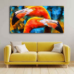 VIBECRAFTS Canvas Paintings for Living Room Drawing Room Flamingo Couple Canvas Wall Painting Fitted With Wooden Frame for Home | Office | Gift (PTVCH_2437)