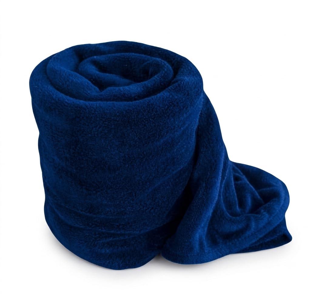 Wavva® 500 TC Solid/Plain Light Weight Polar Single Warm Blanket (90X60 Inches,(Blue) Skinfriendly. Kafalo