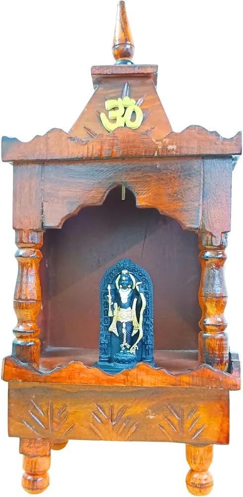 santarms Rosewood Handcrafted Small Temple Devara God Mantapa (8.5 Inch Height): A Sacred Haven for Worship and Meditation