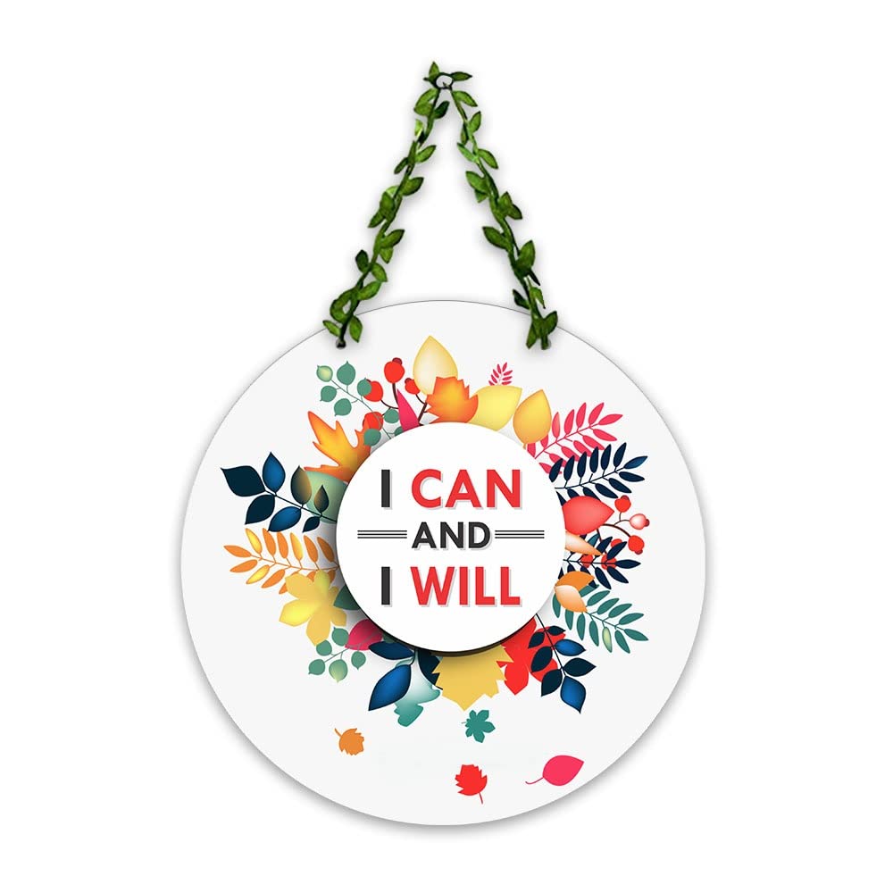 Artvibes I Can and I Will Printed Wooden Wall Hanging | Quotes Decor Item | Motivational Wall Decor Art Piece | Wall Poster | Graphic Artwork | Gift Items | Office Wall Decoration Items (WH_8202N)