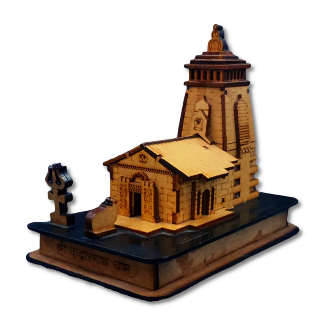 TLCAART Kedarnath Mandir | MDF Wood Temple | 3D Miniature | Decoration Wooden Showpiece for Home, Office | Size: 15 x 9.5 x 13.5 cms | Pack of 1