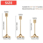 SHIMATI Modern Metal Candle Holder Set of 3, Elegant Gold Taper & Pillar Candle Stand for Table Centerpiece, Festive Home Decor & Wedding(Golden)