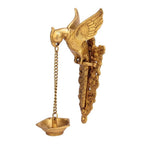Svarup Brass Metal Diya for Home Entrance Decor Puja Room Parrot Hanging Chain Oil Lamp Wall Deepak Showpiece Feng Shui Gift Diwali Length 9.5 Inch