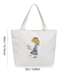 Zibuyu Tote Bag Cotton Canvas Washable for College White 1 Pc