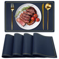 Maharsh Pu Leather Dining Table Mat Waterproof Heat Insulation Placements (Blue, 4) Kafalo
