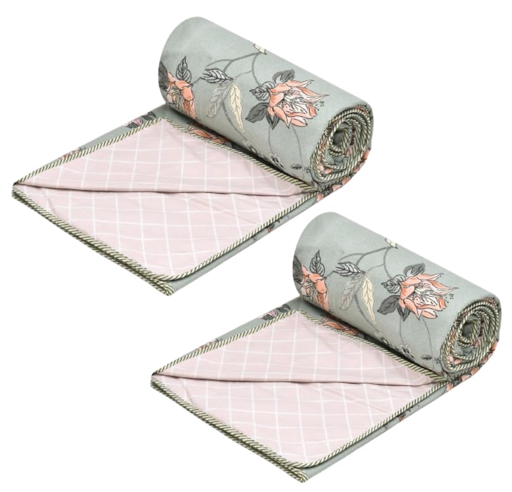 COZY FURNISH Super Soft Brushed Microfiber Cotton 3 Layer Breathable Set of 2 Single Dohar Lightweight Warm Bed Dohar 57X87(Inches) 144X220(CM) All-Weather 120 GSM AC Dohar Blanket Kafalo
