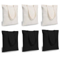 Lify Cotton Canvas Tote Bags Bulk Shopping Bag for Crafts, DIY Reusable Grocery Bag, 14 X 16 Inch – 6 Piece Pack (Black (3Piece) + Off-White (3Piece))