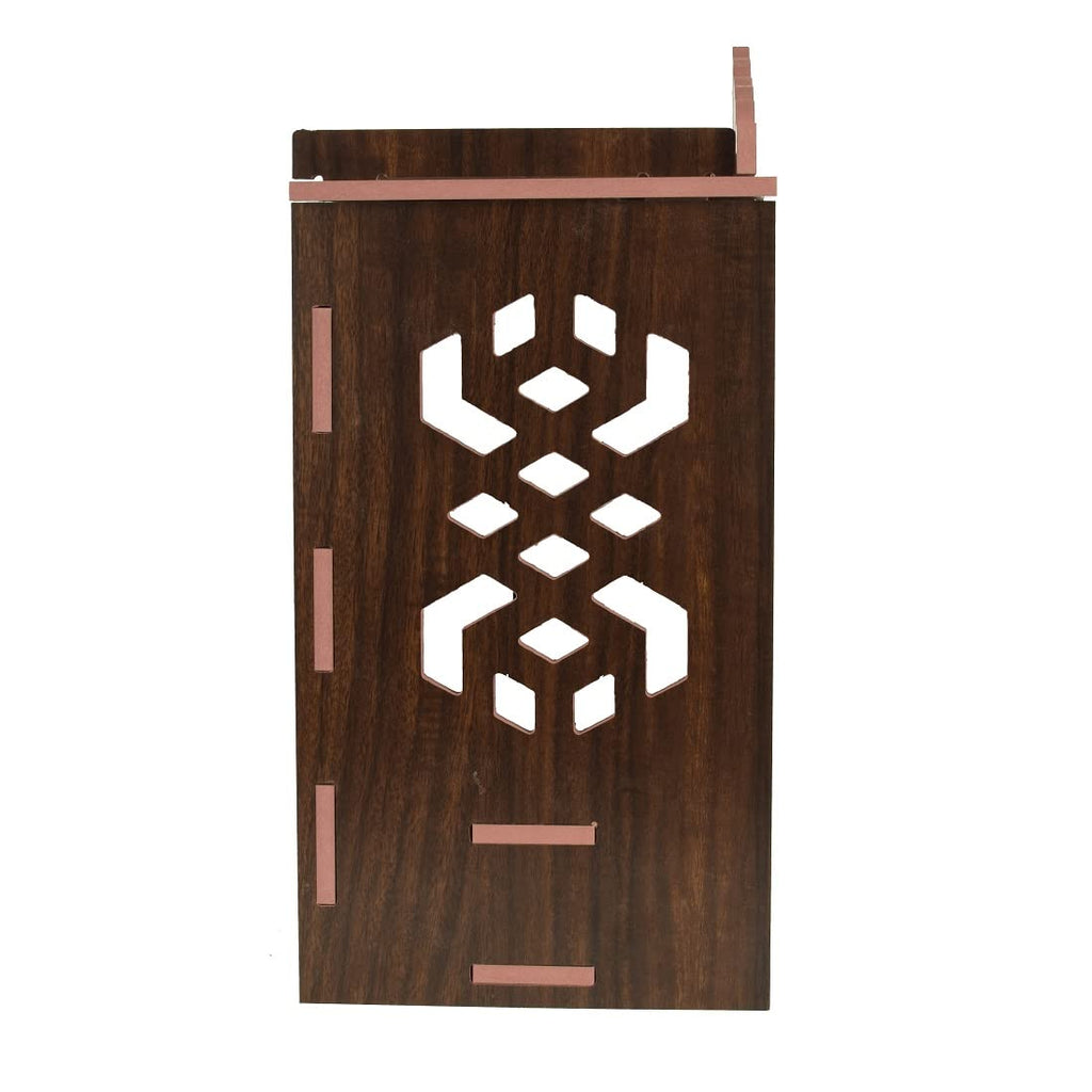 YIXT White & Black Wooden Temple with Storage | Wall Hanging & Tabletop Pooja Mandir | Home Temple for Puja Room