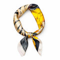 AMN Trendzz Satin Silk Scarf for Women, Stylish Satin Scarf 65×65 cm Square, Scarf for Women Elegant Head and Neck Accessory for Fashion, Travel and Gifting. (Golden Floral Abstract – Black & Yellow)