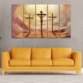VIBECRAFTS Jesus Cross with Moon Dark Background Five Pieces Canvas Wall Painting For Home|Office|Living Room|Gift (PTVC5Pcs4_8588)