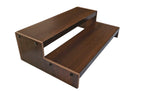 Traditional Wooden Teak Puja Chowki, Two-Tier Prayer Table Stand, Dark Brown Finish, Temple Platform for Religious Ceremonies
