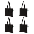 VantageKart Black Cotton Canvas Tote Bags Set of 4 – Reusable, Washable, Heavy-Duty, DIY, Embroidery, Screen Printing, Multipurpose Bag