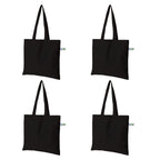 VantageKart Black Cotton Canvas Tote Bags Set of 4 – Reusable, Washable, Heavy-Duty, DIY, Embroidery, Screen Printing, Multipurpose Bag
