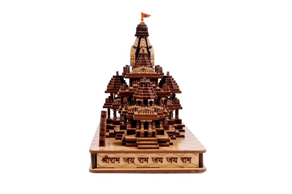 GoldGiftIdeas Ram mandir Ayodhya 3D Wood Temple for Gift, Traditional Temple for Home, Hand Crafted Wooden Temple for Gifting, Occasional Gift, Wooden Temple for Office