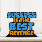 Artvibes Wooden Idols and Figurine Success is The Best Revenge Inspirational Quotes Table Decoration for Office Desk | Home Decor | Living Room | Modern Art Wood Showpiece Gift Item (SP_1170)