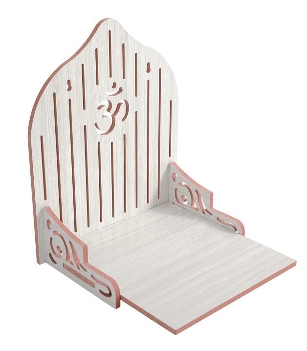 kriyanta Handcrafted Wooden Temple Mandir Pooja Ghar Temple for Home and Office Beautiful Wooden Temple. (White)