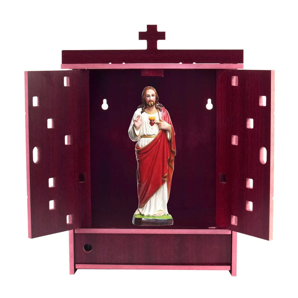 nexat MDF Wooden Mandir with Doors | Compact Pooja Temple for Home | Office Temple & Housewarming Gift (452)