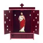 nexat MDF Wooden Mandir with Doors | Compact Pooja Temple for Home | Office Temple & Housewarming Gift (452)