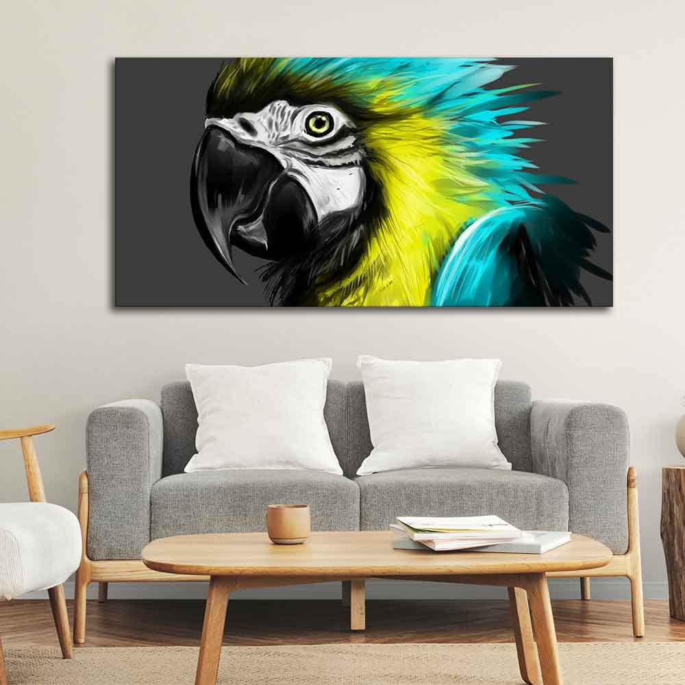VIBECRAFTS Canvas Paintings for Living Room Drawing Room Macaw Parrot Canvas Wall Painting Fitted With Wooden Frame For Home | Office | Living Room | Gifts (PTVCH_2539)