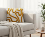 Furnistitchs Premium Decorative Throw Cushion Pillow Cover Boho Home Decor - Living Room Bedroom Couch Sofa Cushion Covers 16 inch x 16 inch (2, Mustard Zigzag)