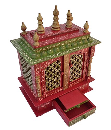 Jodhpur Handicrafts Home Wooden Temple/Pooja Mandir with LED Bulb