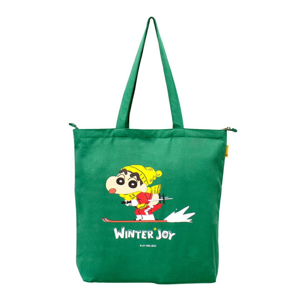 THELA GAADI Pure Cotton Canvas Tote Bag | Reusable Multi-Purpose, Grocery/Shopping Bag, Office Bag for Men & Women | Sturdy & Durable | Shinchan Winter Joy Print