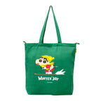 THELA GAADI Pure Cotton Canvas Tote Bag | Reusable Multi-Purpose, Grocery/Shopping Bag, Office Bag for Men & Women | Sturdy & Durable | Shinchan Winter Joy Print