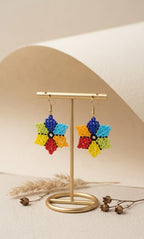 KRITAARTH Handmade Multicolor Beaded Flower Drop Earrings for Women & Girls | Colorful Seed Bead Dangle Earrings | Boho Fashion Jewellery | Lightweight Statement Earrings | Gift for Her