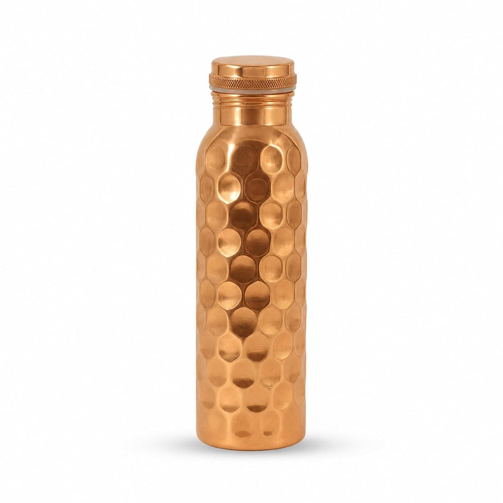 Copprix Copper Water Bottle 1 Ltr | Copper Bottle for Men & Women | 100% Pure Copper | BPA Free & Leak Proof | Easy to Carry | Suitable for Yoga, School & Office | Best for Gifting (Diamond Hammered)