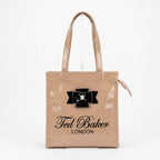 SEA MOUNT Ted Baker London Women’s Light Brown Tote Bag with Bow | Stylish Shoulder Handbag | Premium PU Leather Shopper Bag