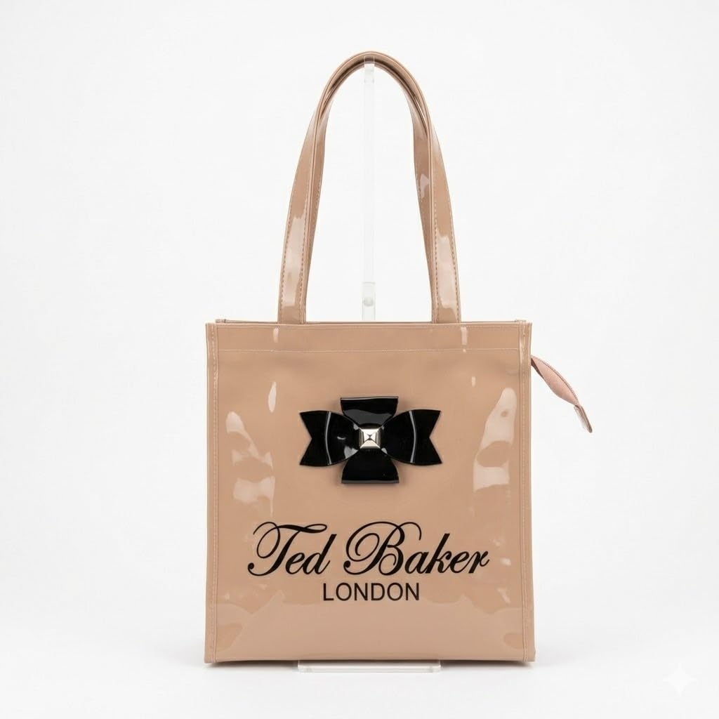 SEA MOUNT Ted Baker London Women’s Light Brown Tote Bag with Bow | Stylish Shoulder Handbag | Premium PU Leather Shopper Bag