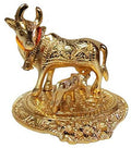 Prince Home Decor & Gifts Metal Golden Kamdhenu Cow with Calf Statue