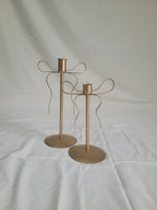 VELMORE Sky Golden Metal Candle Holder Set of 2, 6 and 8 Inch Taper Candle Stand, Minimalist Home Decor for Bedroom, Table and Living Room