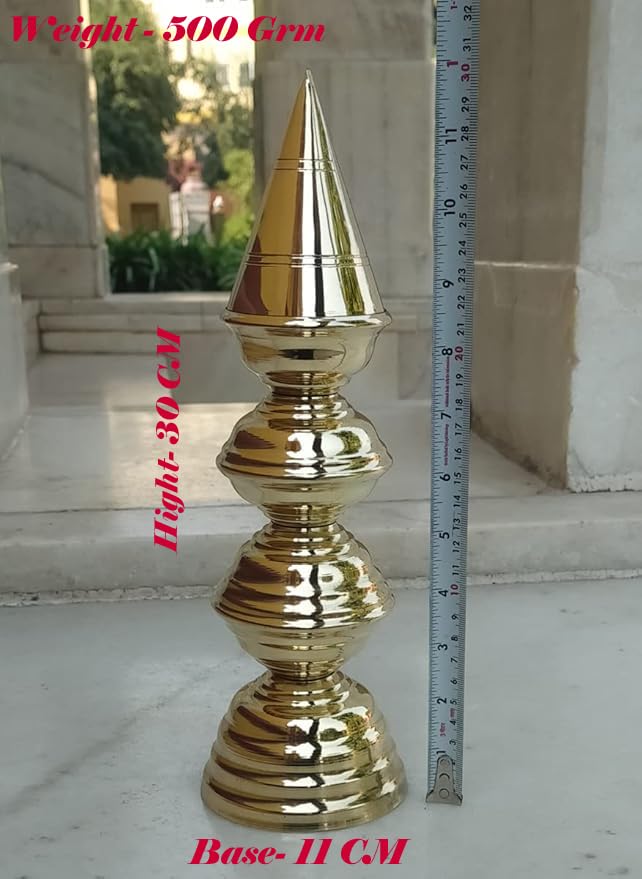 SHRIJIMATHURA Temple Kalash Pure Brass Orginal Vrindawani 4 Steps Superior Brass Gold Plated Version with lekar Coating