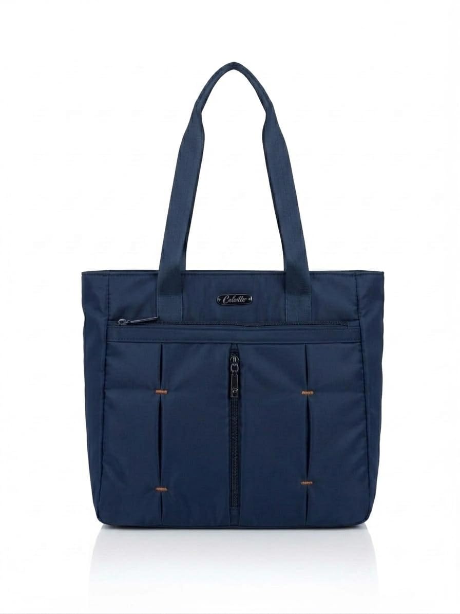 CELEBRINO Spacious Tote Handbag for Women | Nylon Hand Bags with Multiple Zip Compartments | Waterproof Large Shoulder Bag for Office, College, Travel & Shopping | Multi Pocket Zipper Handbags