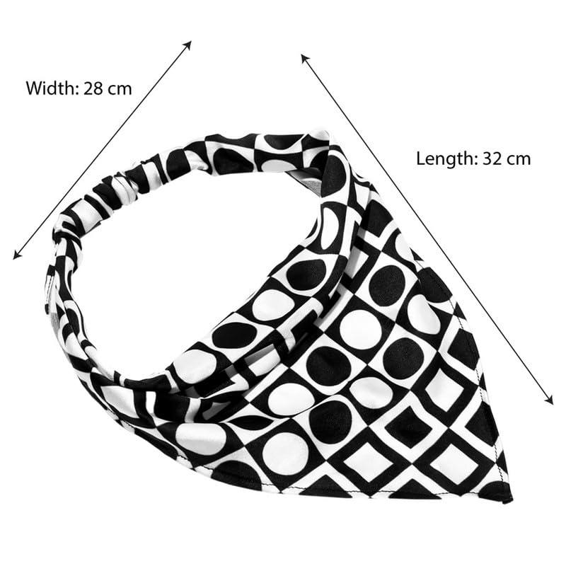 Hair Drama Co. Monochrome Printed Women Elastic Scrunchies Hair Bands Retro Hair Ties Scarf Rubber Band Hair Accessories for Women & Girls
