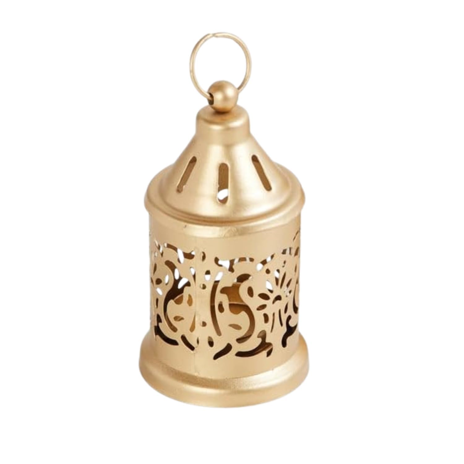 Hanging Metal Tealight Candle Holder Lantern Set with LED Candle | Decorative Gold Hanging Lantern for Home Decor, Living Room, Dining Table, Balcony & Festive Gifting (Set of 1)
