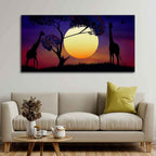 VIBECRAFTS Canvas Paintings for Living Room Drawing Room Pair Of Giraffe At Night Canvas Wall Painting Fitted With Wooden Frame For Home | Office | Living Room | Gifts (PTVCH_2522)