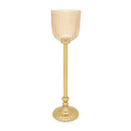 Pure Home + Living Gold Ribbed Tall Hurricane with Stand - Large