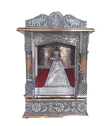 Suhanika Crafters Pooja Temple for Home Big Size Wooden Designer Pooja Mandir for Home, Modern Oxdised Bhagwan Ghar (9x12 Inches)