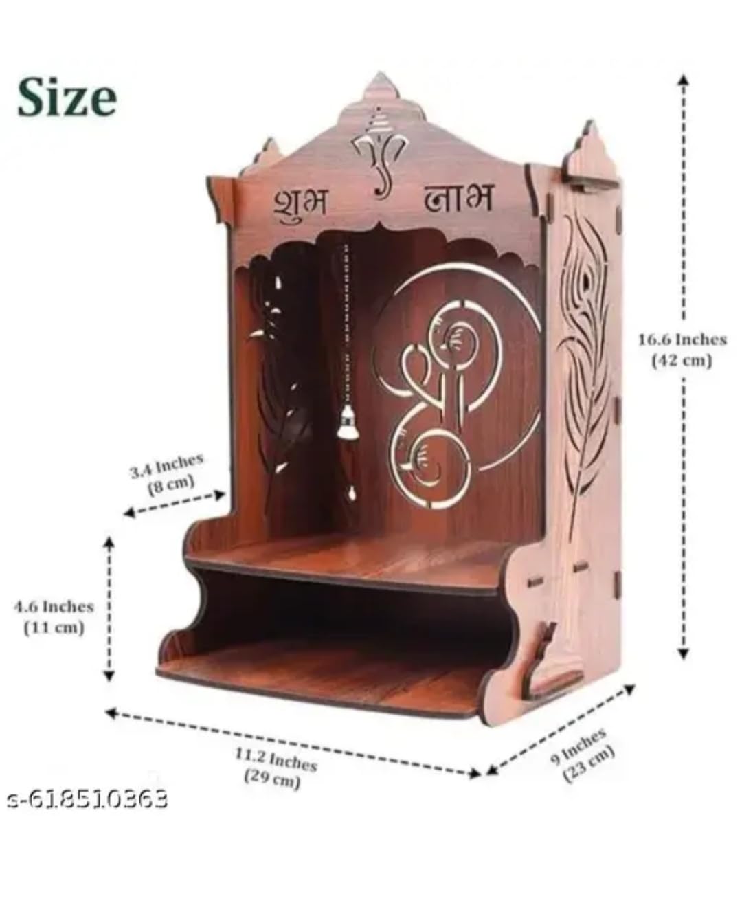 Wooden Handcrafted Pooja Mandir Decorative Temple, Compact Tabletop Design for Home Décor,Wooden Pooja Mandir for Home Temple
