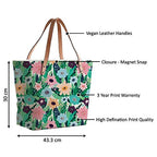 The Purple Tree Purple Multi-coloured Canvas Tote Bag For Women (1 bag) Women's Over-sized Tote Bag With Sturdy Faux Leather Handles, Inner Zippered Compartment, Soft Poly-cotton Lining