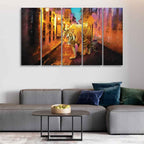 VIBECRAFTS Abstract Art Tiger Walking on Street Five Pieces Canvas Wall Painting For Home|Office|Living Room|Gift (PTVC5Pcs4_8660)