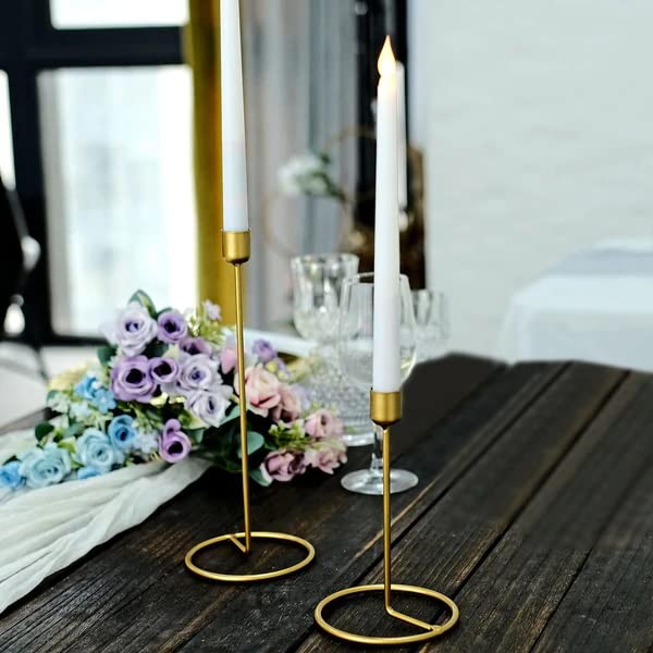 Richies Enterprises - Golden Tealight Candle Holder, Candlestick Holders Taper Candle Holders - 2 Pc Candle Stick Holders (Large + Medium)